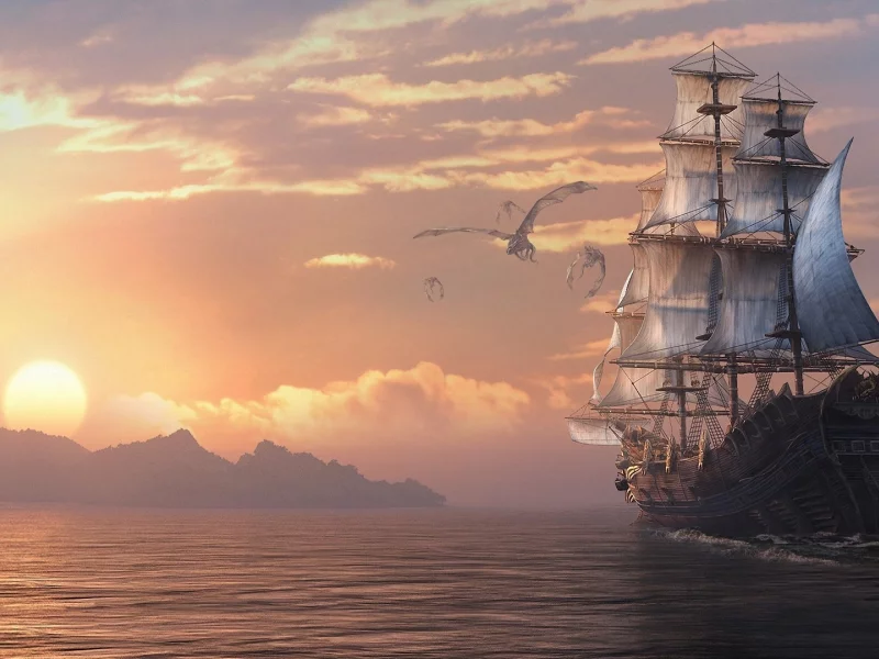 драконы, dragon eternity, драконы вечности, море, корабль, арт