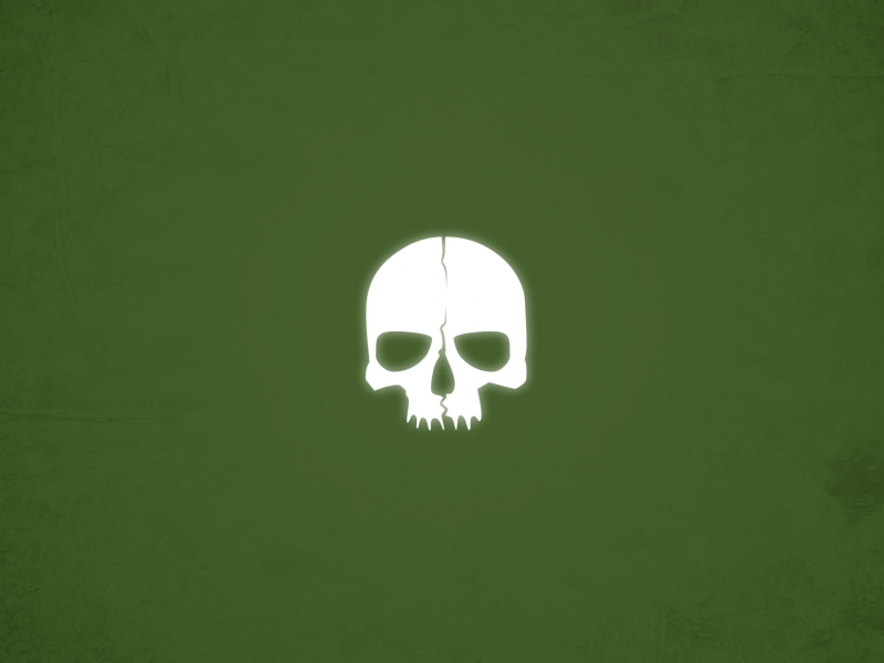 зеленый фон, минимализм, череп