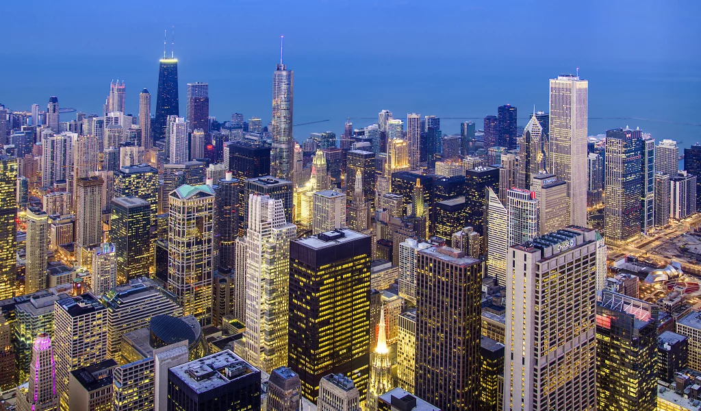 usa, вечер, иллинойс, город, чикаго, сша, chicago loop, illinois