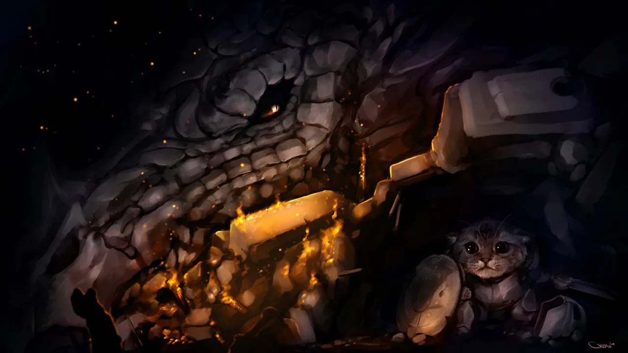 кот, укрытие, dragon, the elder scrolls, skyrim, доспехи, арт, дракон