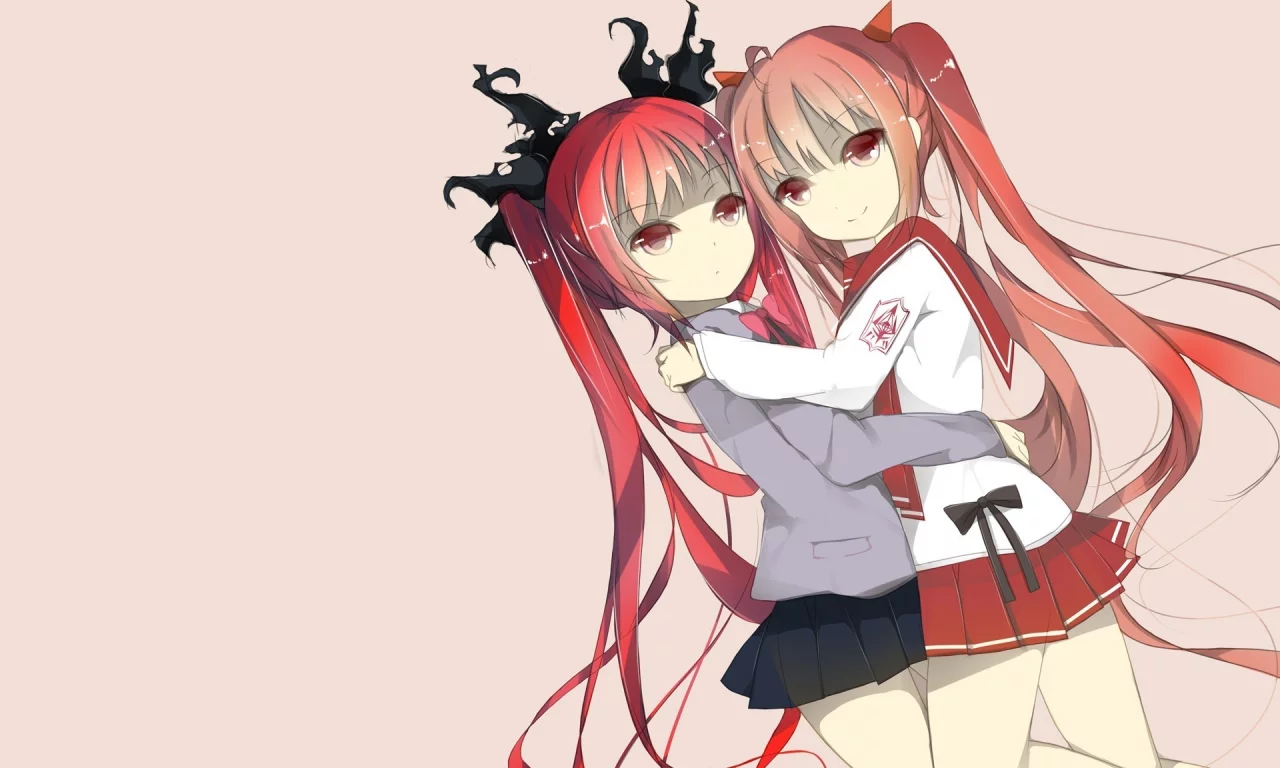 девушки, объятья, kuuko haiyore nyaruko-san, kanzaki h aria