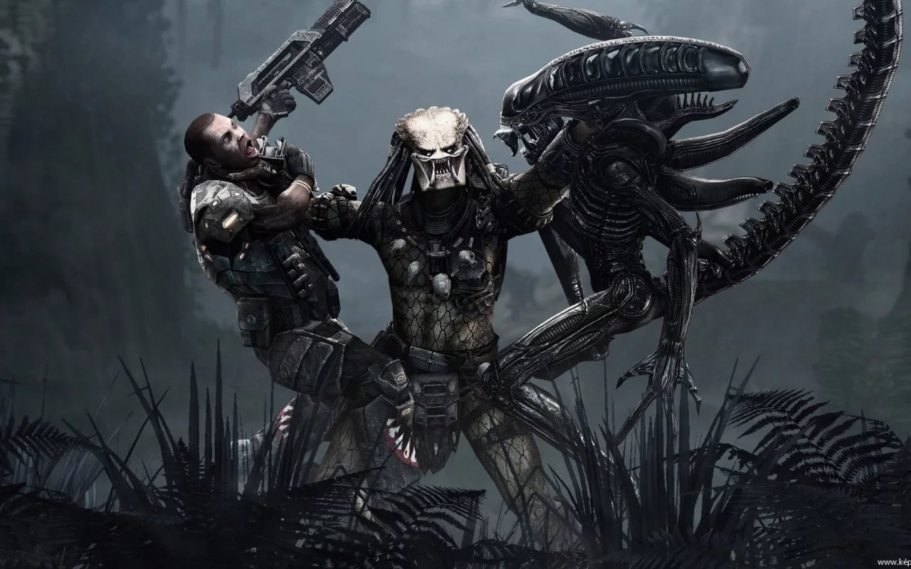 aliens vs predator, джунгли, хищник, marine, чужой