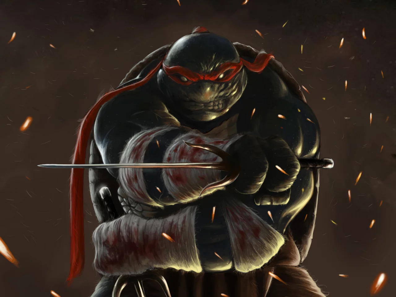 tmnt, raphael, черепашки-ниндзя, teenage mutant ninja turtles, бинты, арт