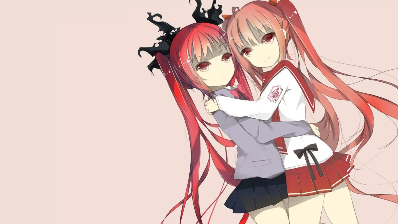 девушки, объятья, kuuko haiyore nyaruko-san, kanzaki h aria
