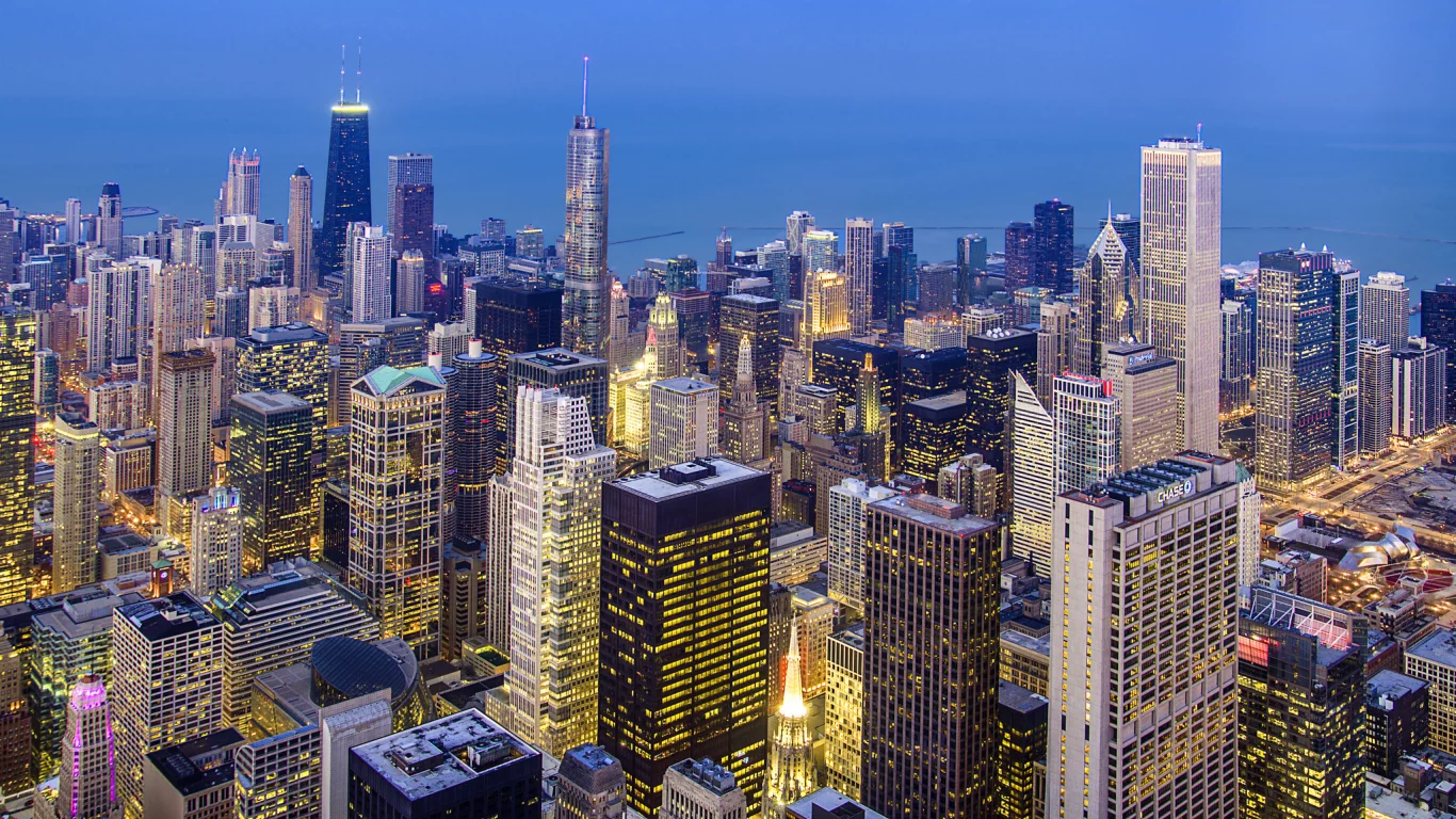 usa, вечер, иллинойс, город, чикаго, сша, chicago loop, illinois