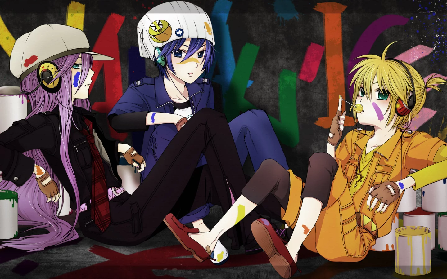 vocaloid , краски, kamui gakupo , kaito, agi, парни, арт, kagamine rin 