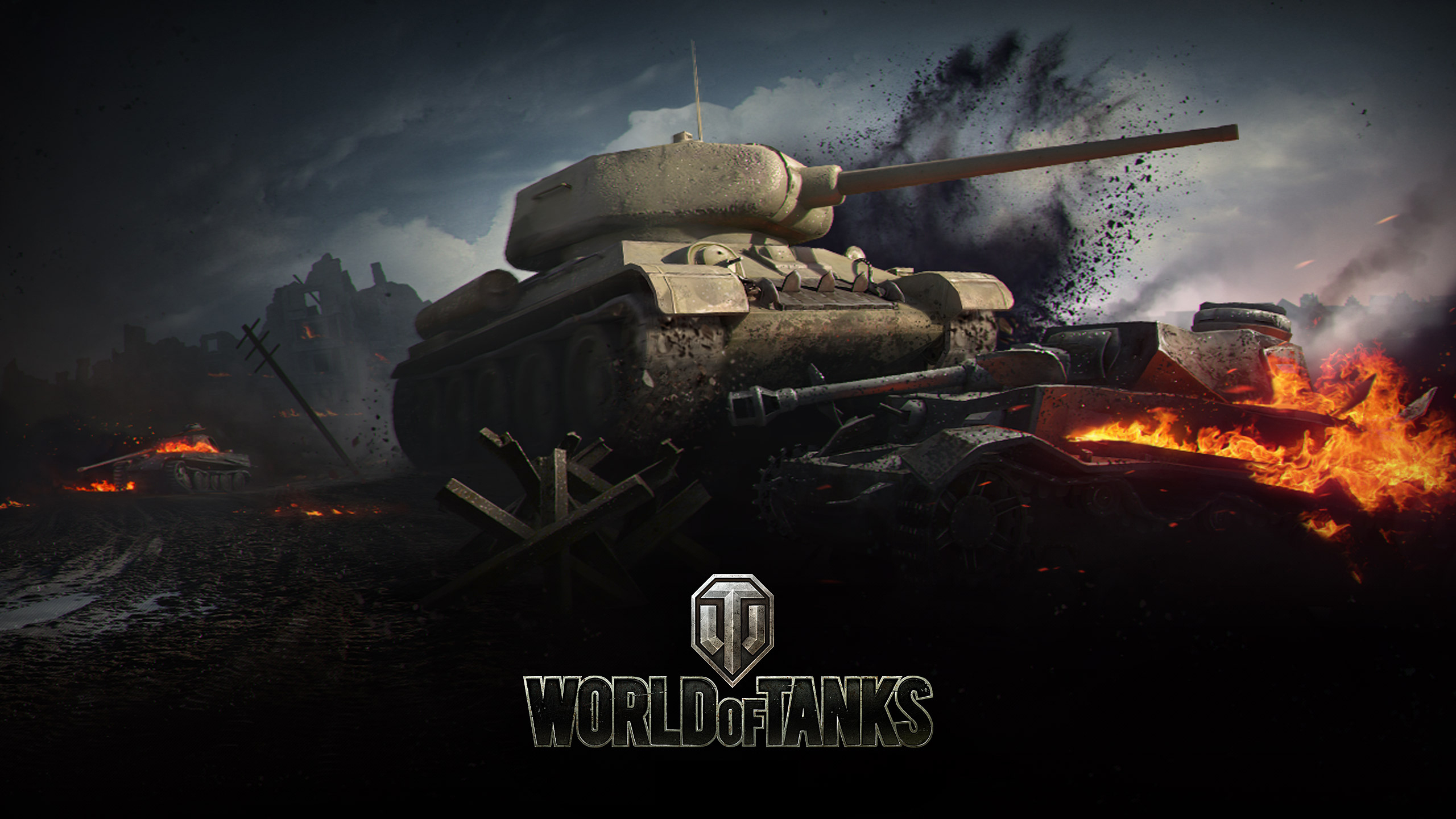 Картинка на рабочий стол world of tanks, wot, средний танк, танк, мир  танков, т-34-85, дым 2560 x 1440