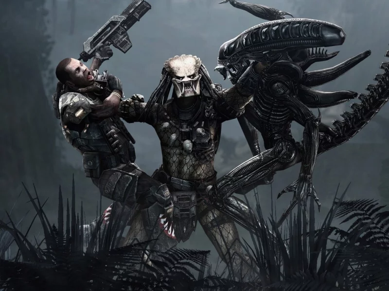 aliens vs predator, джунгли, хищник, marine, чужой