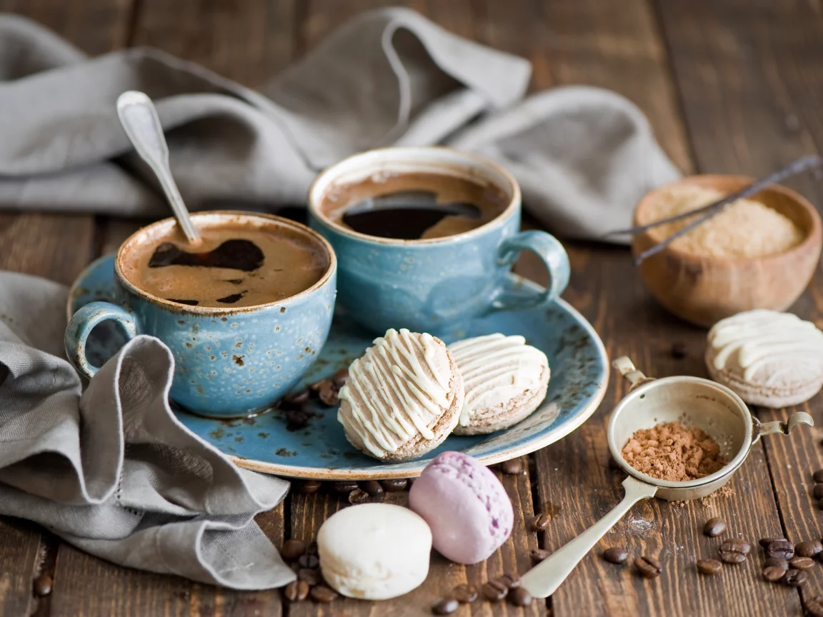 зерна, макарун, печенье, белое, розовое, кофе, macaron
