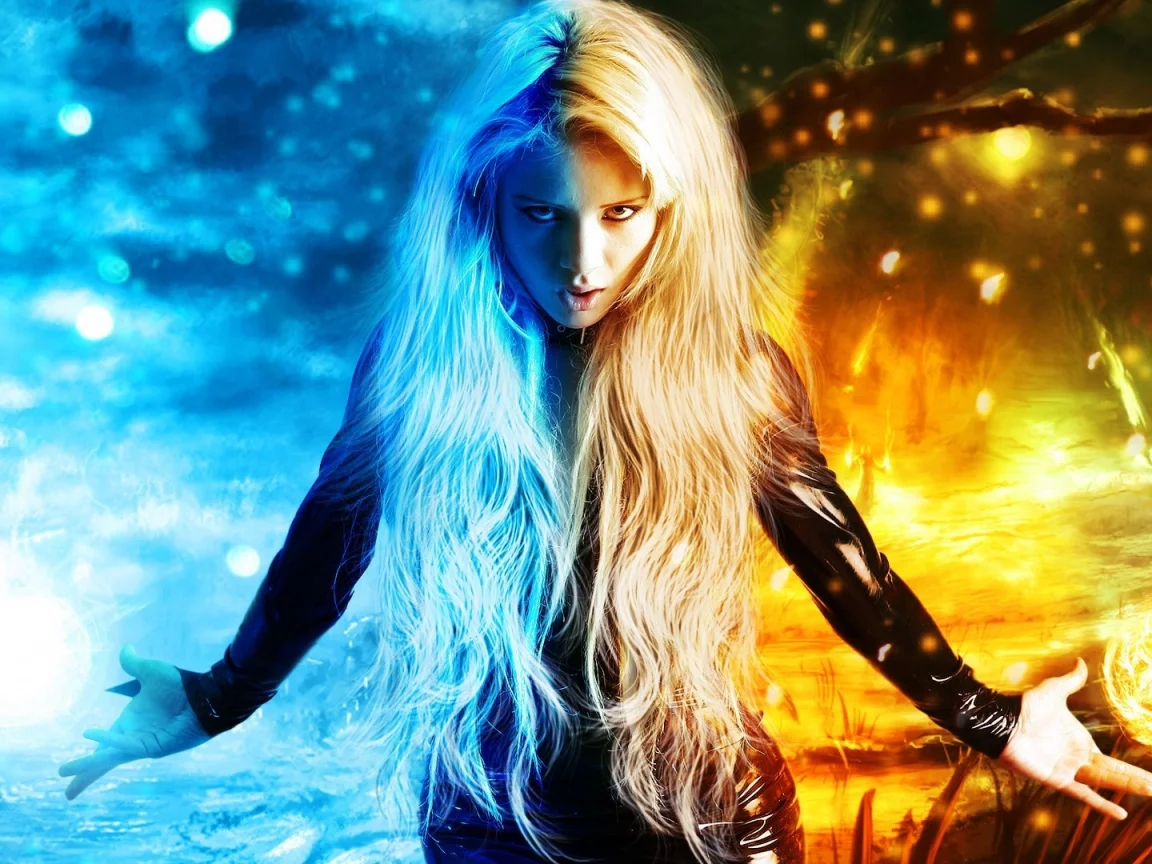 fire, огонь, лед, ice, девушка, girl