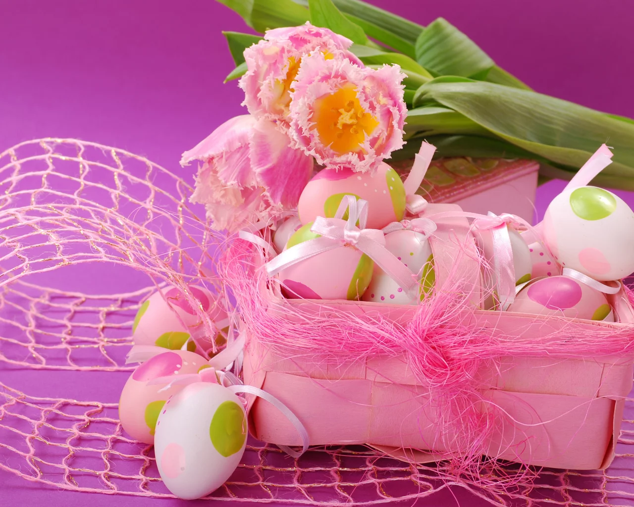 розовый, пасха, flowers, тюльпаны, весна, яйца, eggs, easter, spring