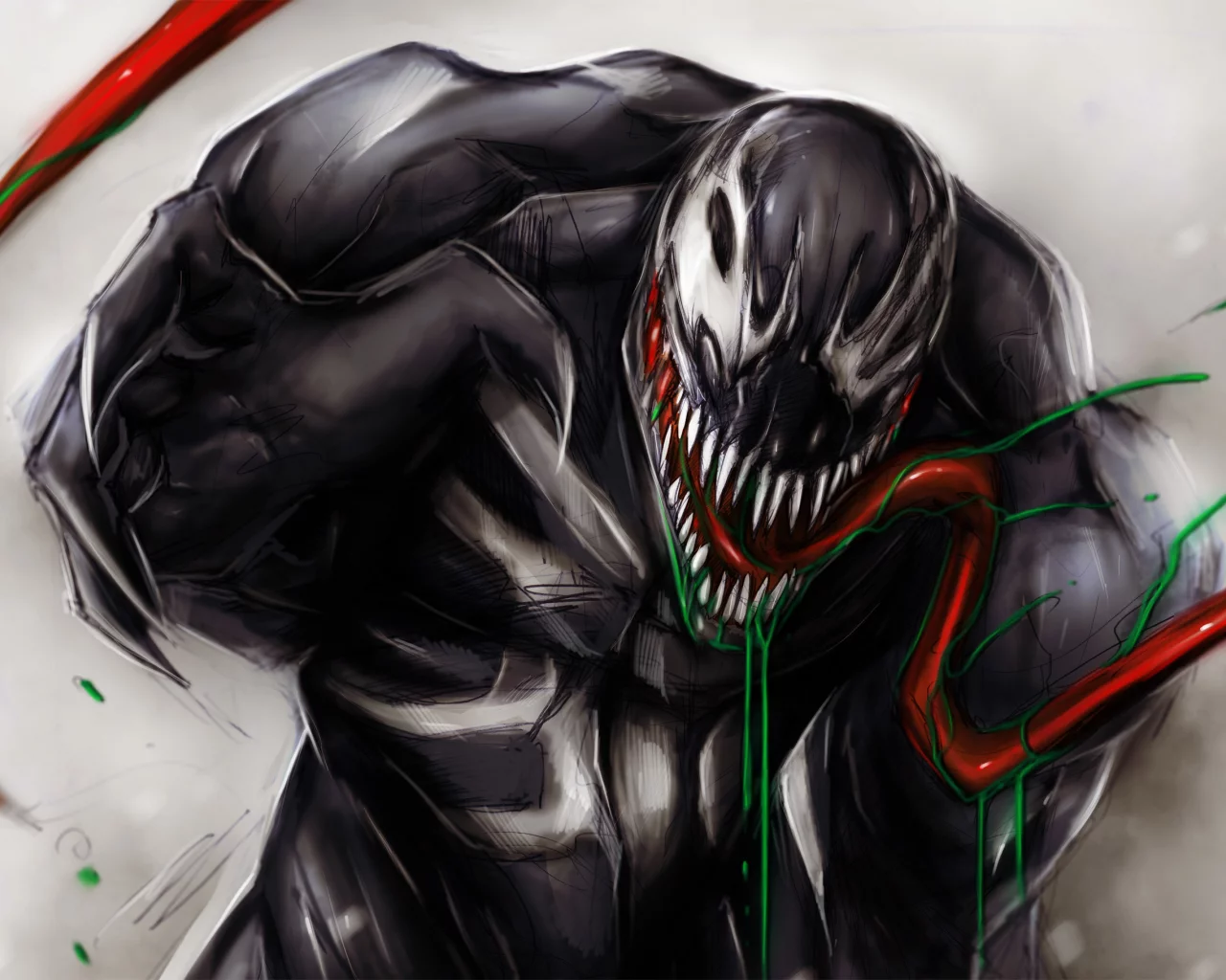 симбиот, пасть, язык, cletus kasady, карнаж, venom, marvel comics, арт
