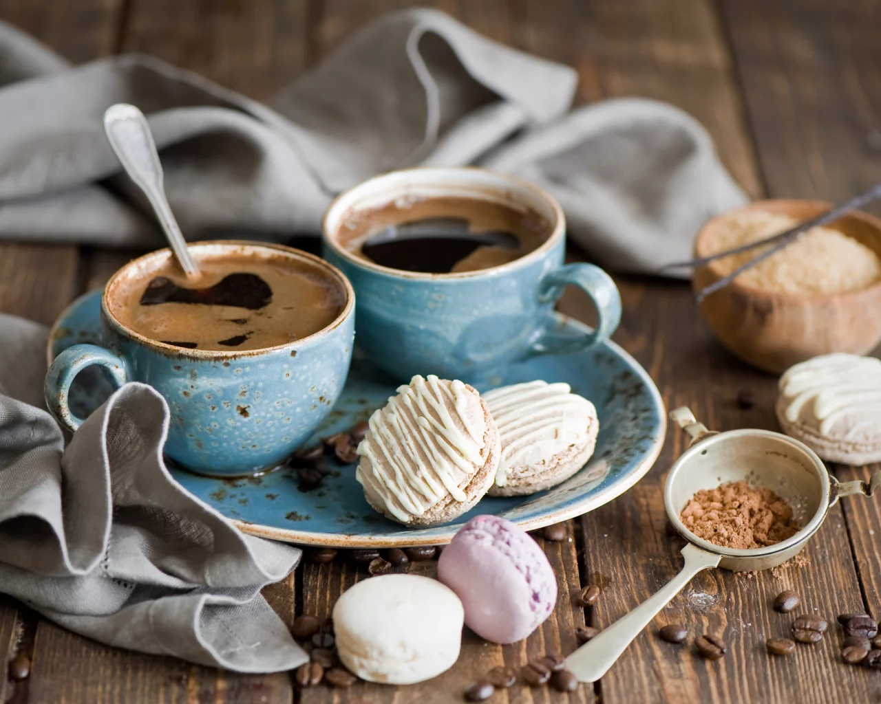 зерна, макарун, печенье, белое, розовое, кофе, macaron