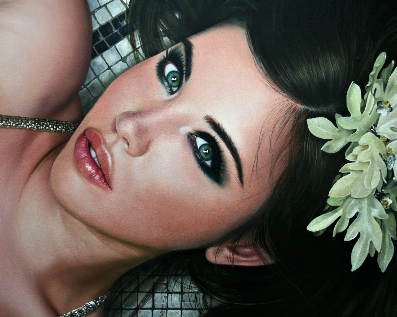 взгляд, christiane vleugels, красивая, живопись, девушка, лицо