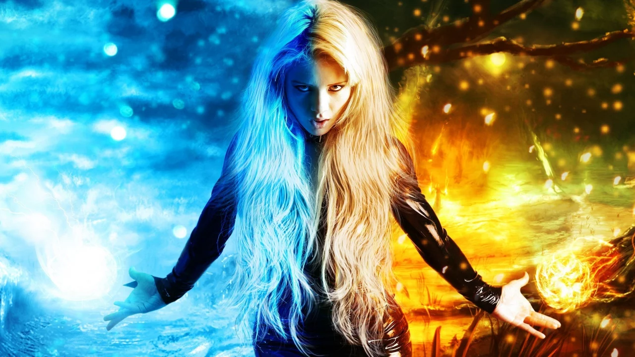 fire, огонь, лед, ice, девушка, girl