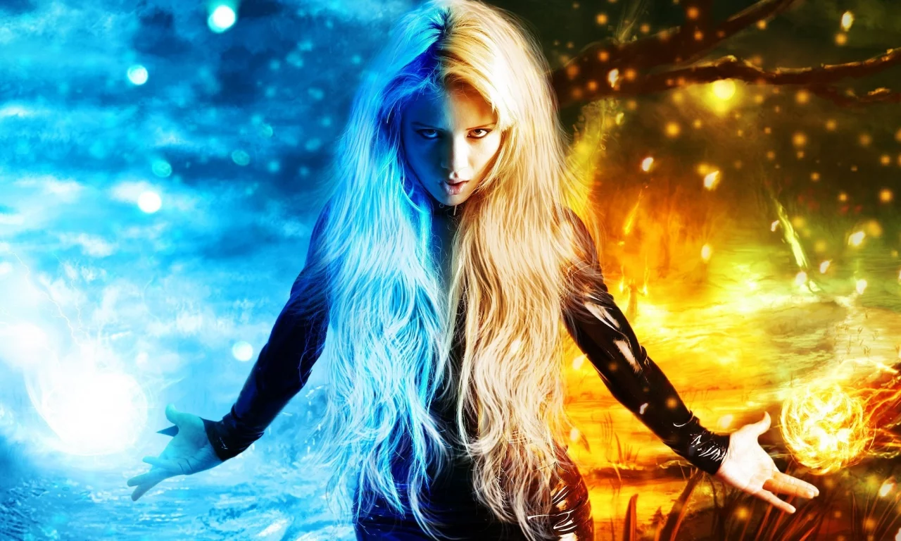 fire, огонь, лед, ice, девушка, girl