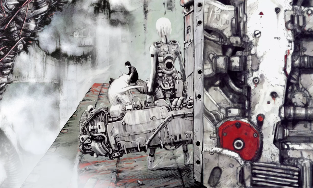 девушка, manga, blame!, art, киберпанк, парень