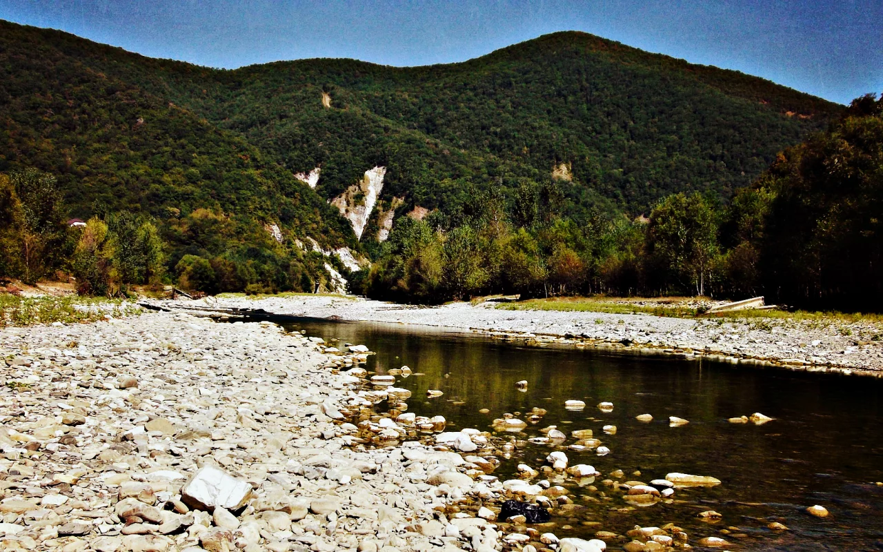 Пейзаж, горная река, горы