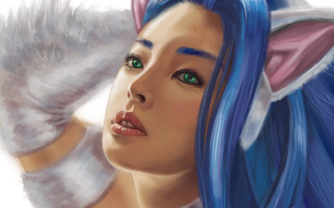 арт, Felicia, Darkstalker, девушка, ушки, мех, лицо