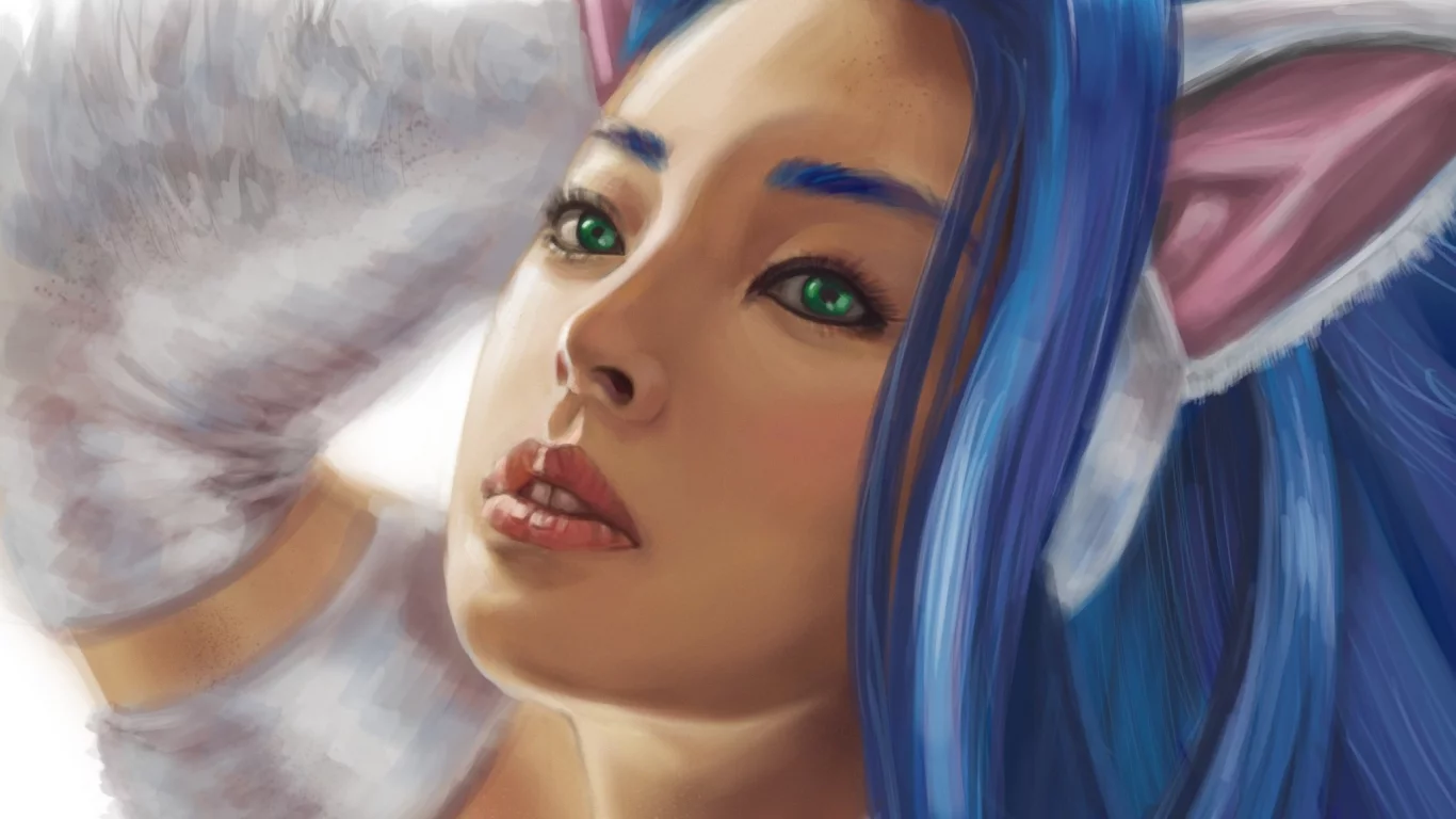 арт, Felicia, Darkstalker, девушка, ушки, мех, лицо