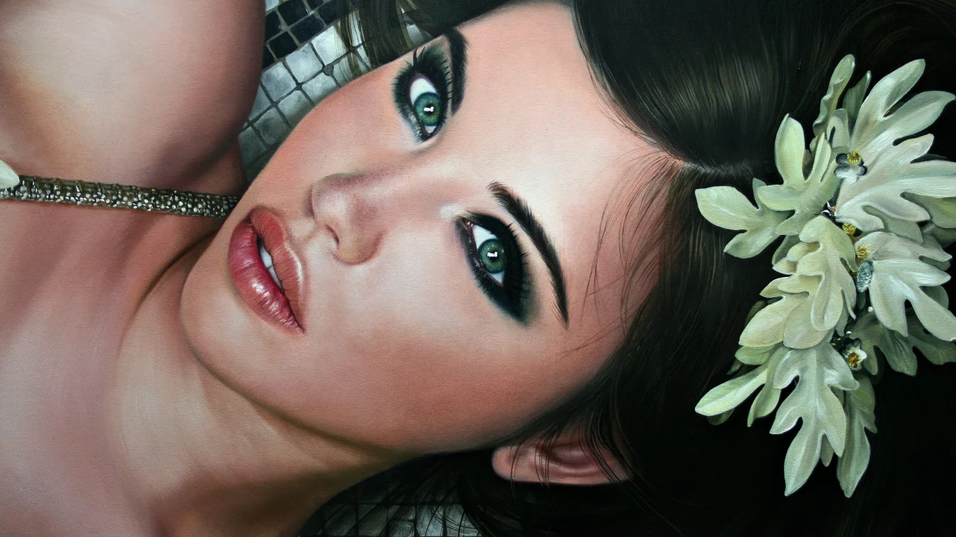 взгляд, christiane vleugels, красивая, живопись, девушка, лицо