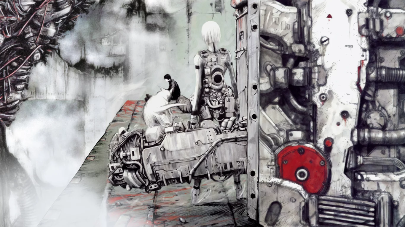 девушка, manga, blame!, art, киберпанк, парень