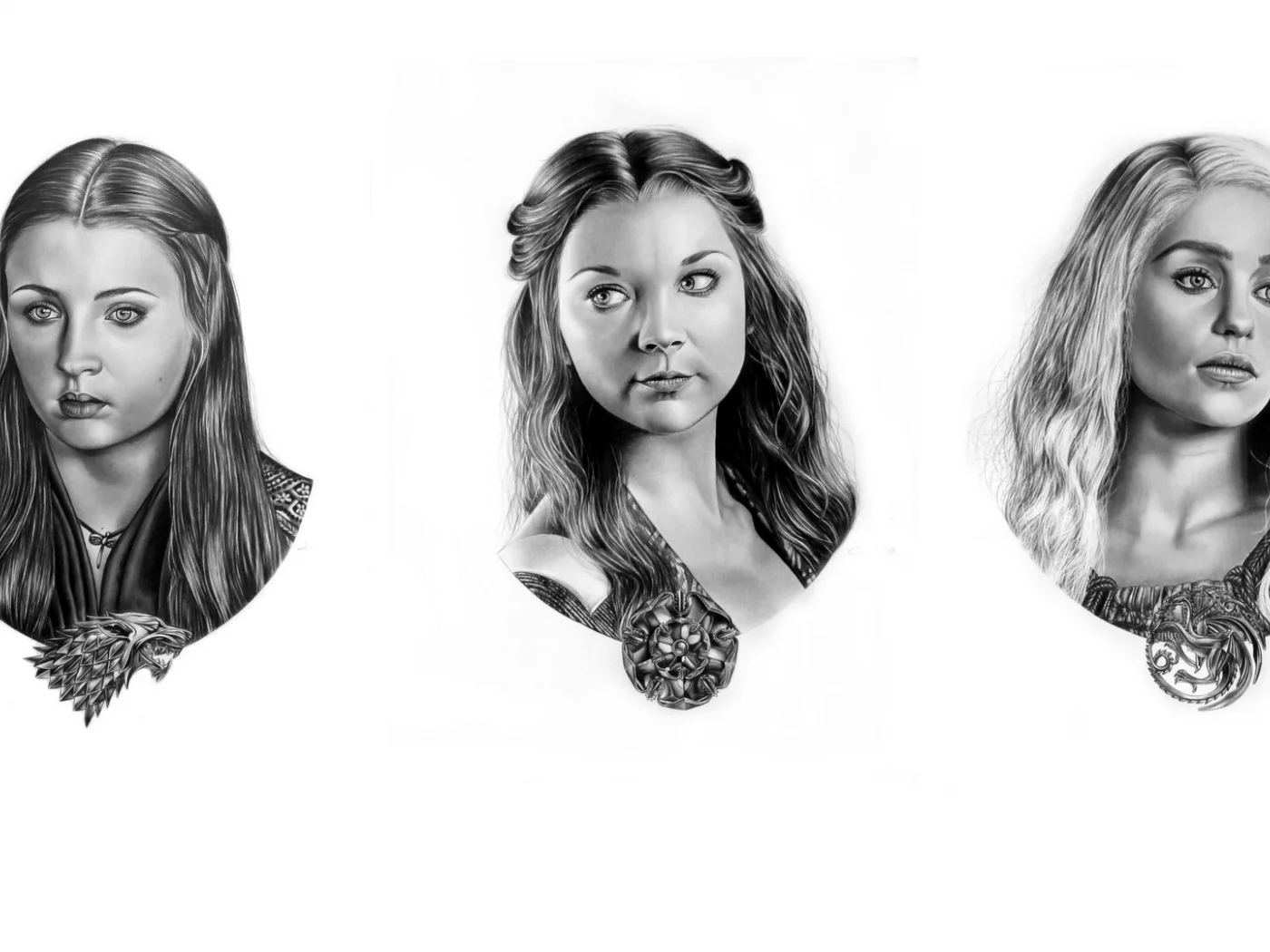 game of thrones, margaery tyrell, sansa stark, портреты, daenerys targaryen, гербы