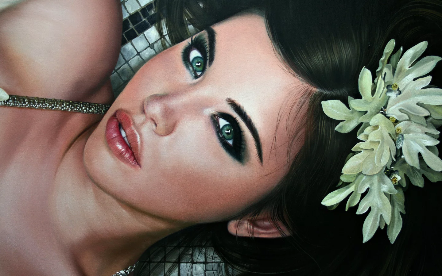 взгляд, christiane vleugels, красивая, живопись, девушка, лицо