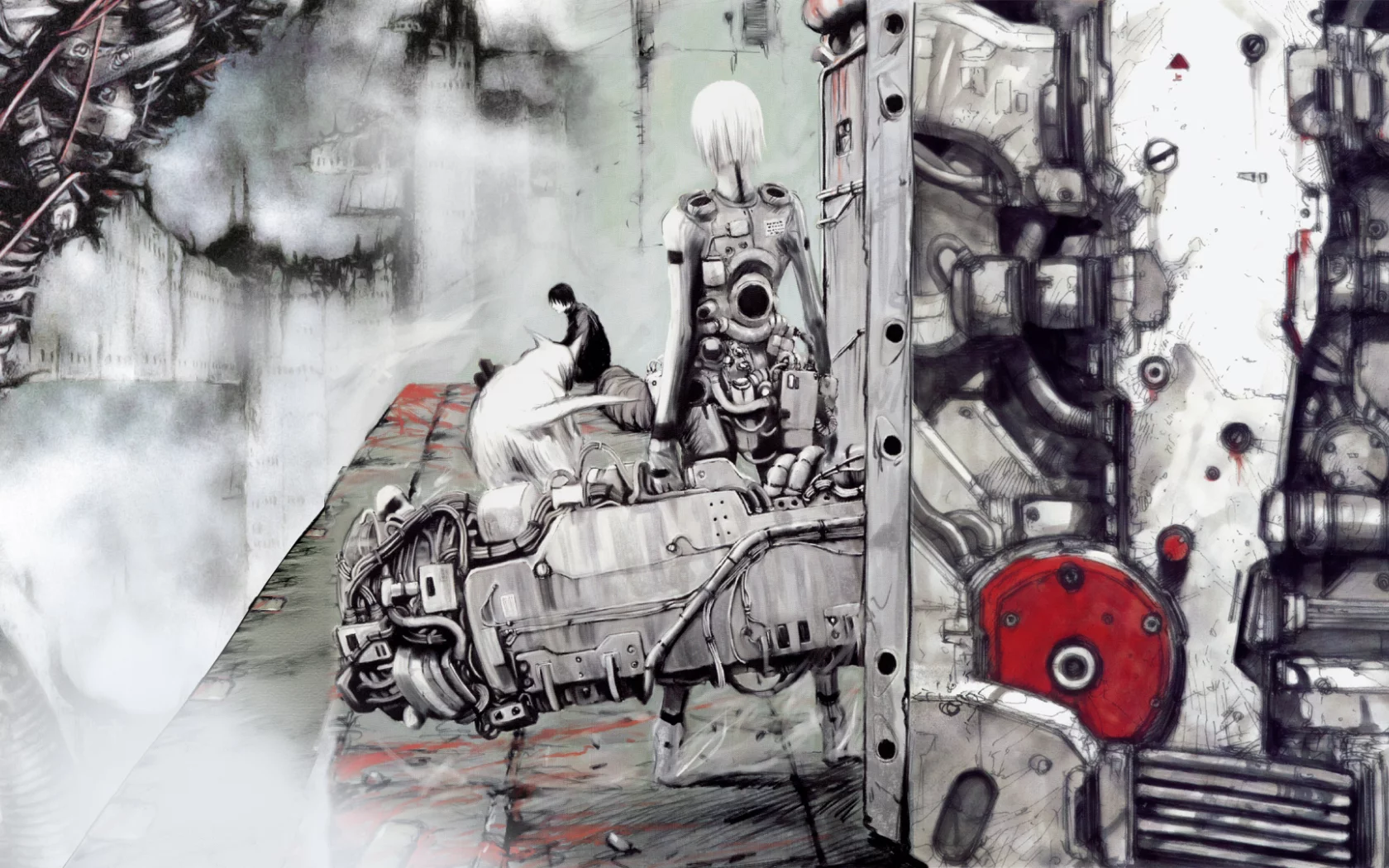 девушка, manga, blame!, art, киберпанк, парень