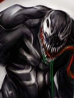 симбиот, пасть, язык, cletus kasady, карнаж, venom, marvel comics, арт