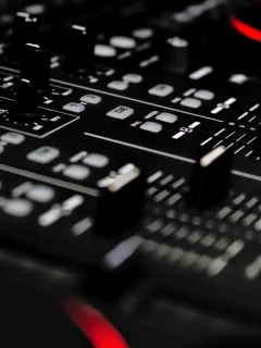 микшер, dj, темный фон, пульт, hi-tech, макро