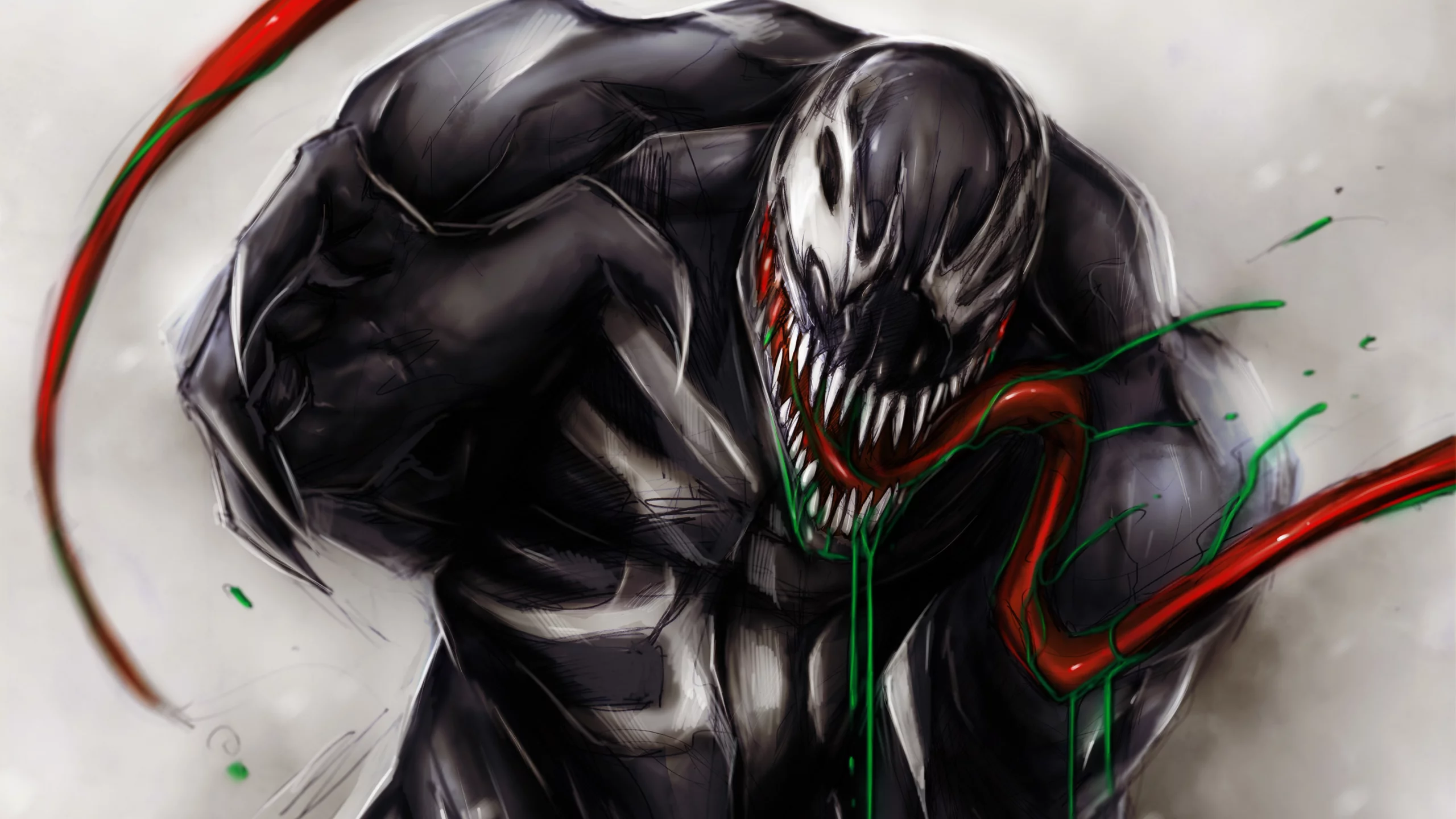 симбиот, пасть, язык, cletus kasady, карнаж, venom, marvel comics, арт