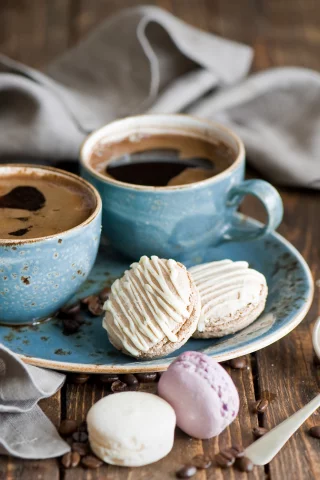 зерна, макарун, печенье, белое, розовое, кофе, macaron