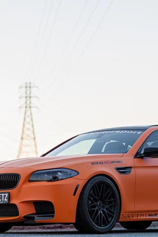 оранжевый матовый, f10, m5, bmw, бмв, вид спереди, matte orange