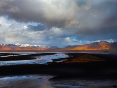 Iceland, Vestur-Skaftafellssysla, Исландия, округ Вестюр-Исафьярдарсисла, горы, отмель, отлив