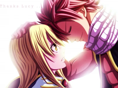 lucy heartfilia, fafacu, аниме, natsu dragneel, арт, fairy tail