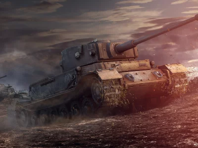 небо, грязь, арт, танк, arl 44, танки, world of tanks, wot