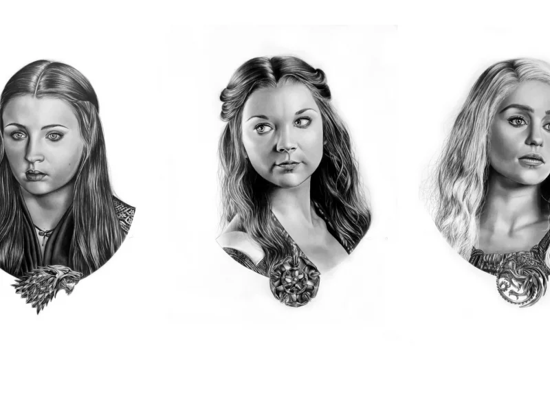 game of thrones, margaery tyrell, sansa stark, портреты, daenerys targaryen, гербы