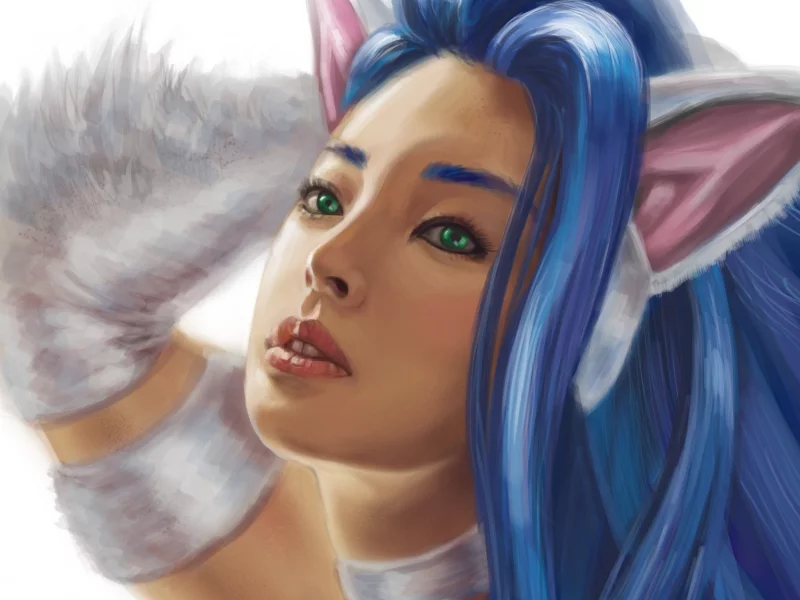 арт, Felicia, Darkstalker, девушка, ушки, мех, лицо