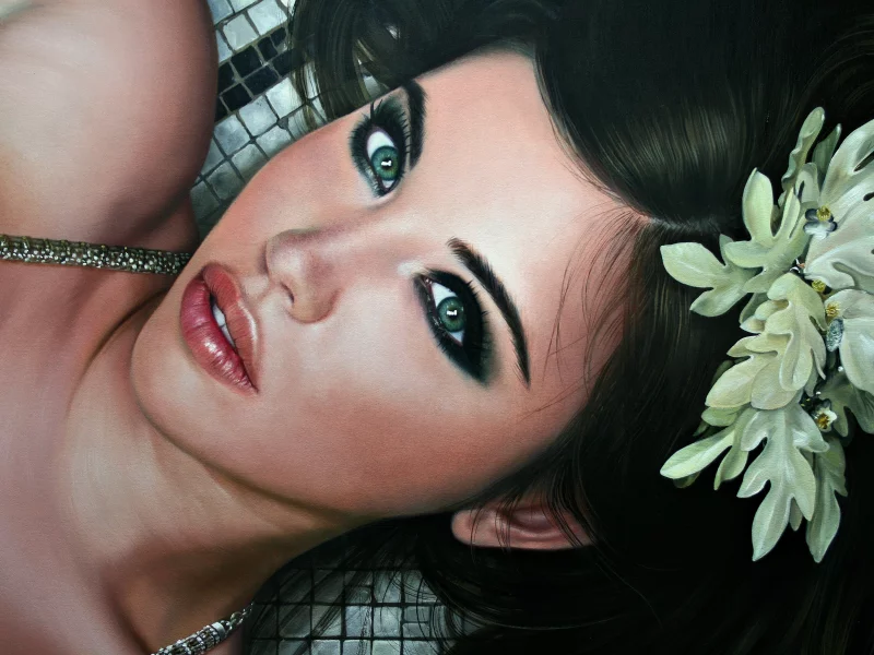 взгляд, christiane vleugels, красивая, живопись, девушка, лицо