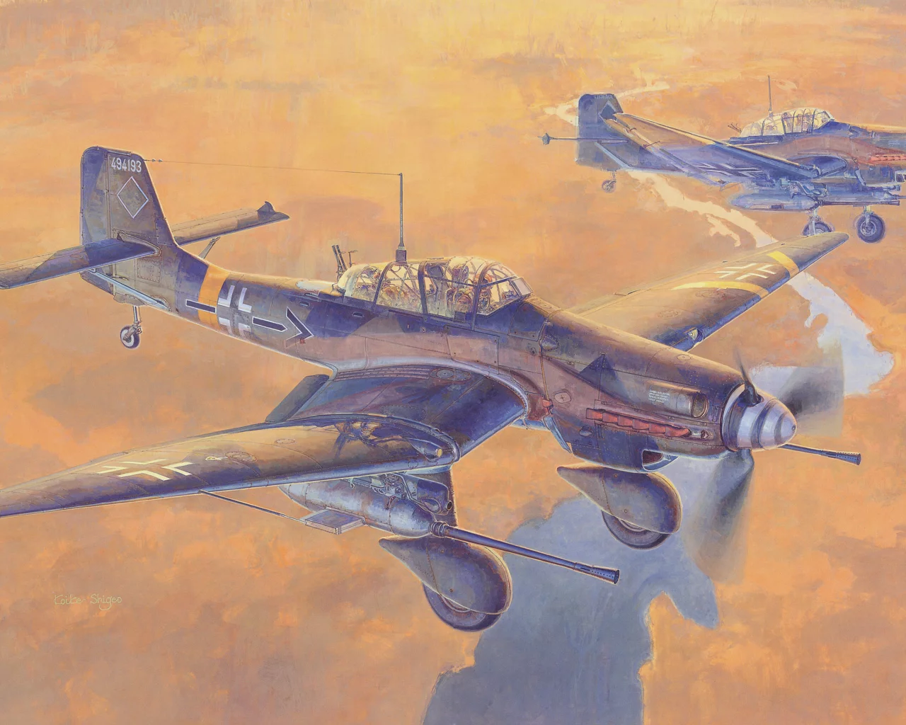 одномоторные, юнкерс, небо, ju 87 g, немецкие, арт
