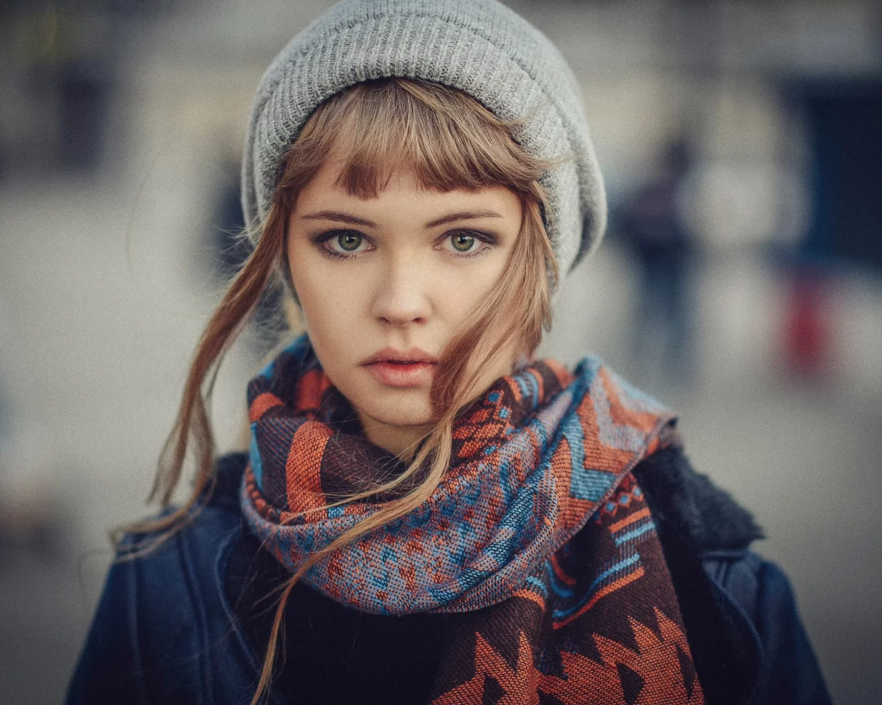 Анастасия Щеглова, Настя, портрет, шапочка, локоны, зернистость