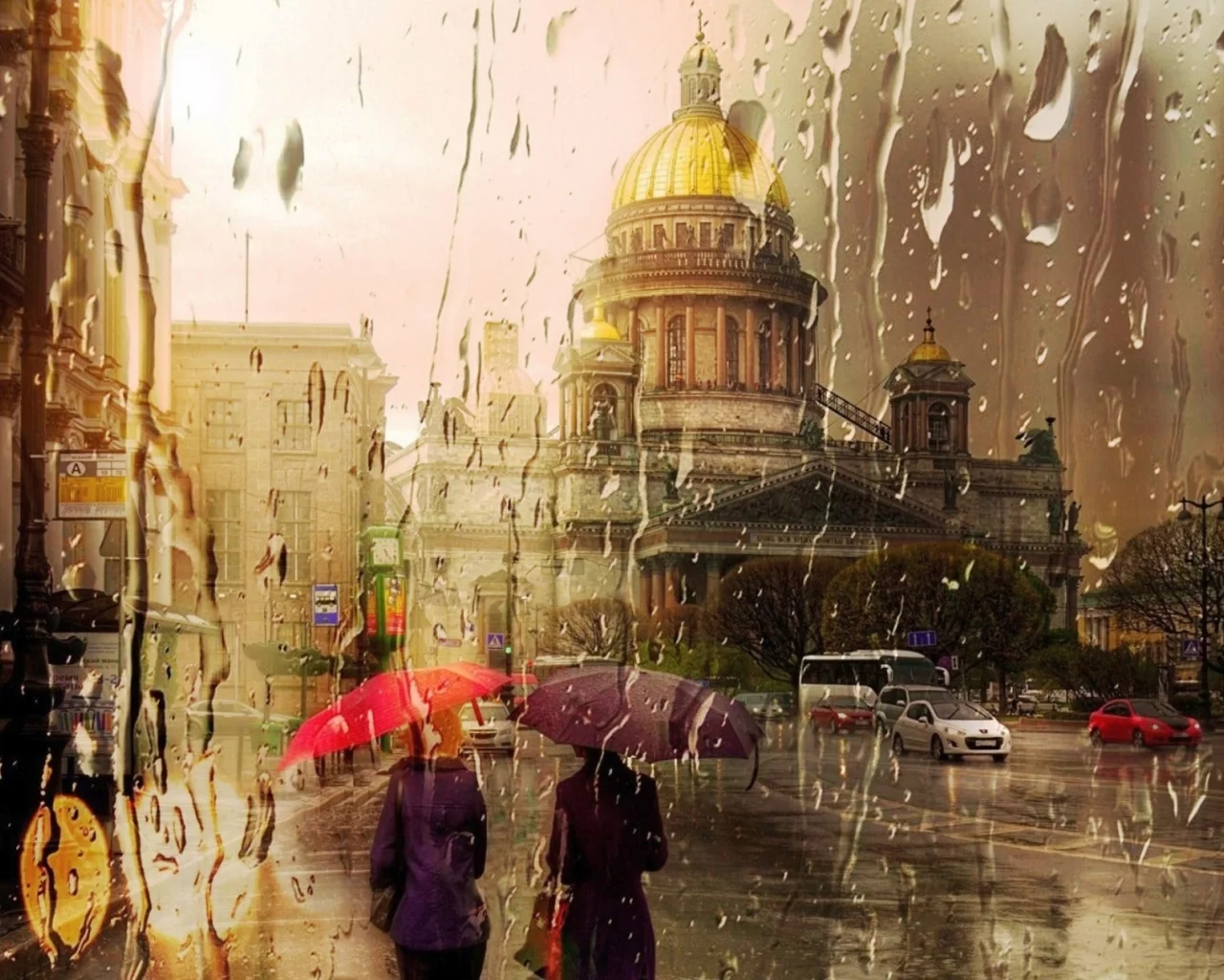 город, сквозь залитое дождем стекло, санкт-петербург