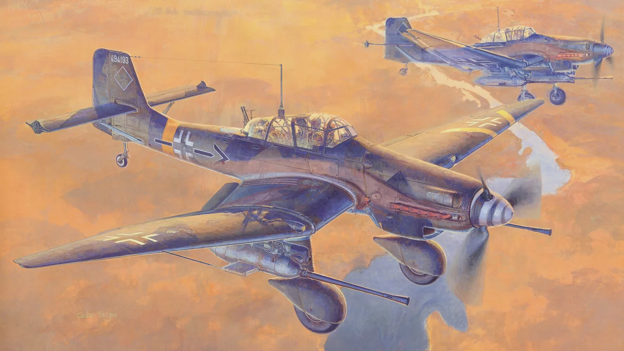 одномоторные, юнкерс, небо, ju 87 g, немецкие, арт