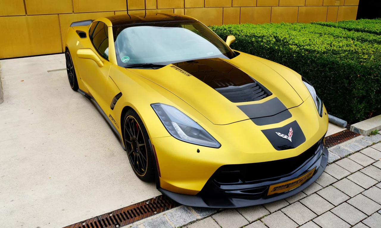 corvette, тюнинг, stingray, chevrolet, желтый