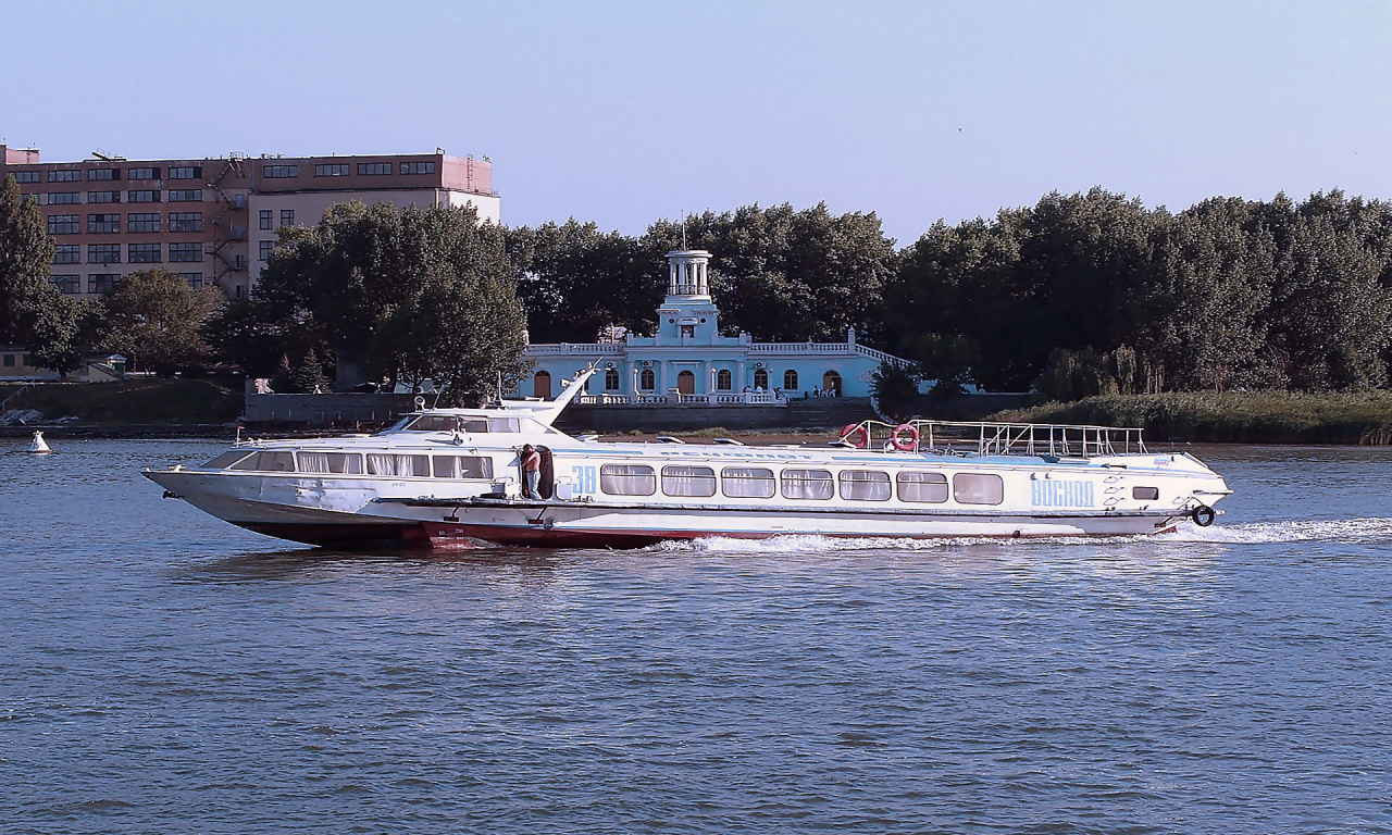 Река, город, Ростов на Дону, речной вокзал, судно на подводных крыльях, СССР