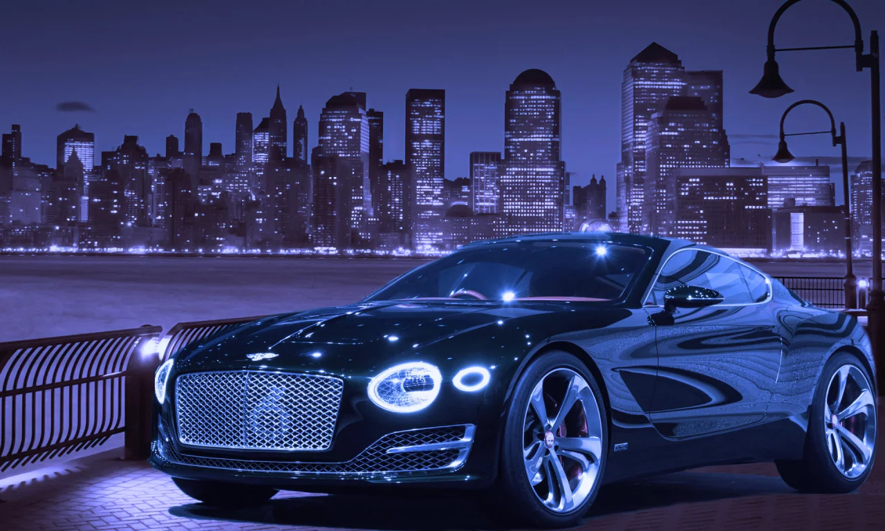 Ночь, город, машина, Bentley EXP 10 Speed 6 