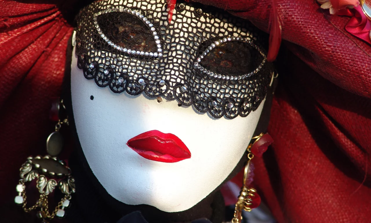 white, red, carnival, mask, fabrics