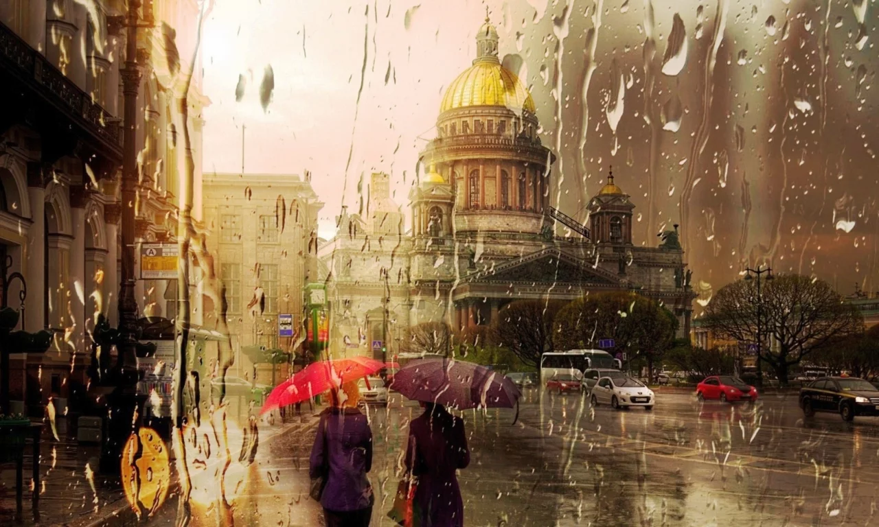 город, сквозь залитое дождем стекло, санкт-петербург