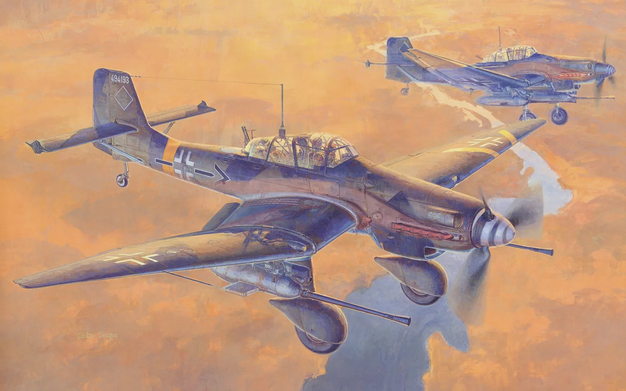 одномоторные, юнкерс, небо, ju 87 g, немецкие, арт